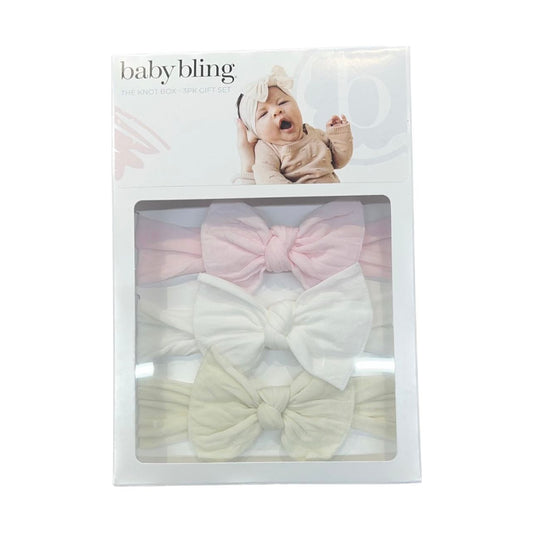 Pink White Ivory 3 pack bow set