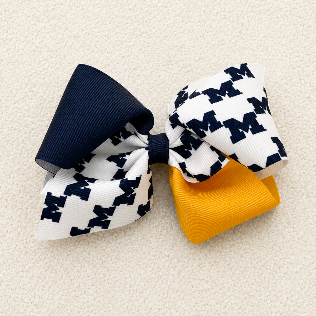 Michigan Color Block Print Bow