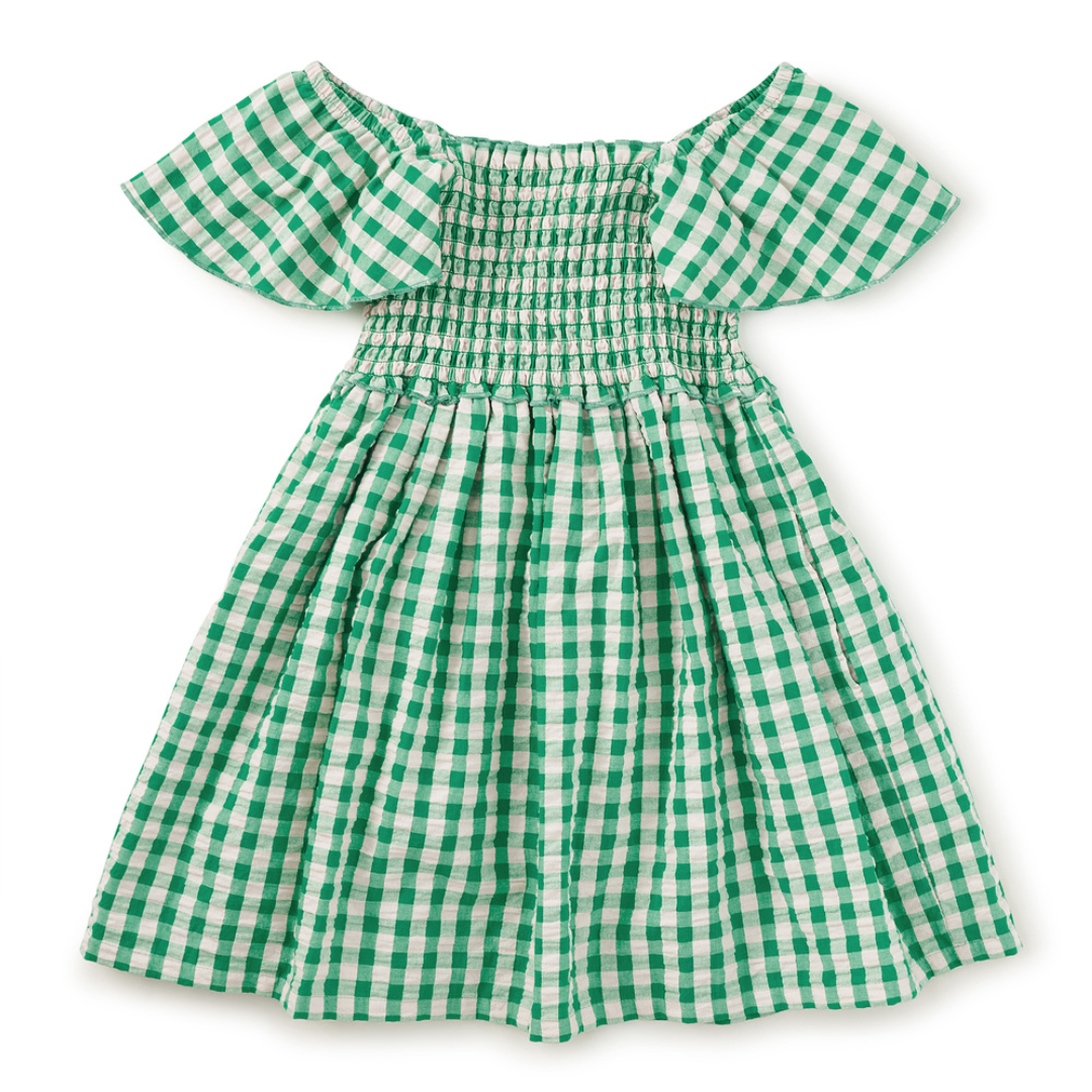 Flutter Sleeve Smocked Dress Garden Party Check