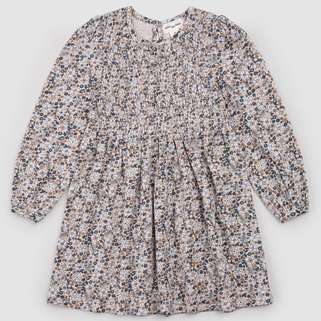 Vintage Flowers Print on Almond Jersey Dress
