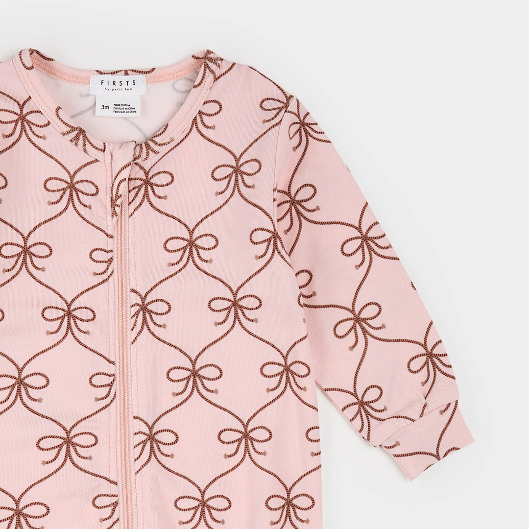Lasso Bow Print on Rose LunaKnit Sleeper