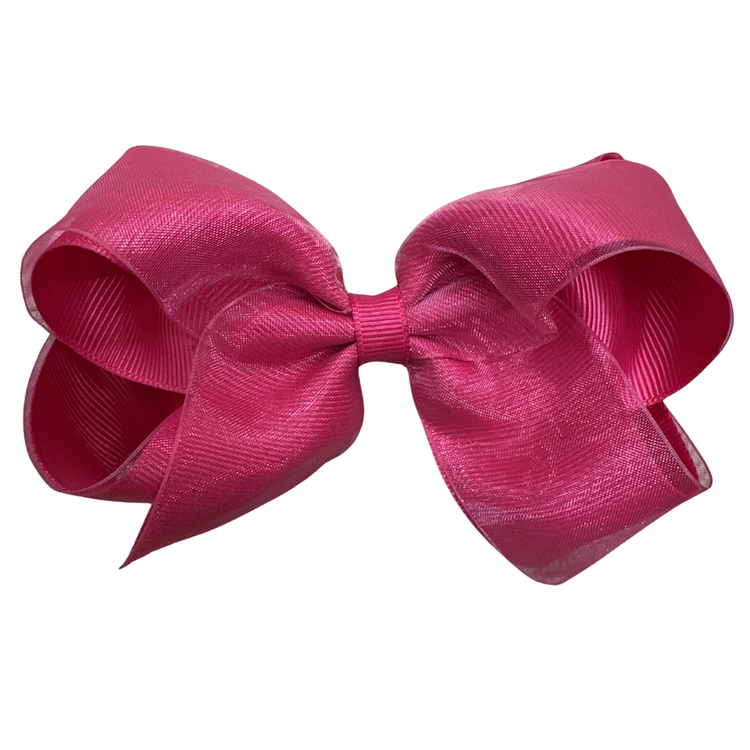 Fuchsia Medium Organza Overlay Hair Bow