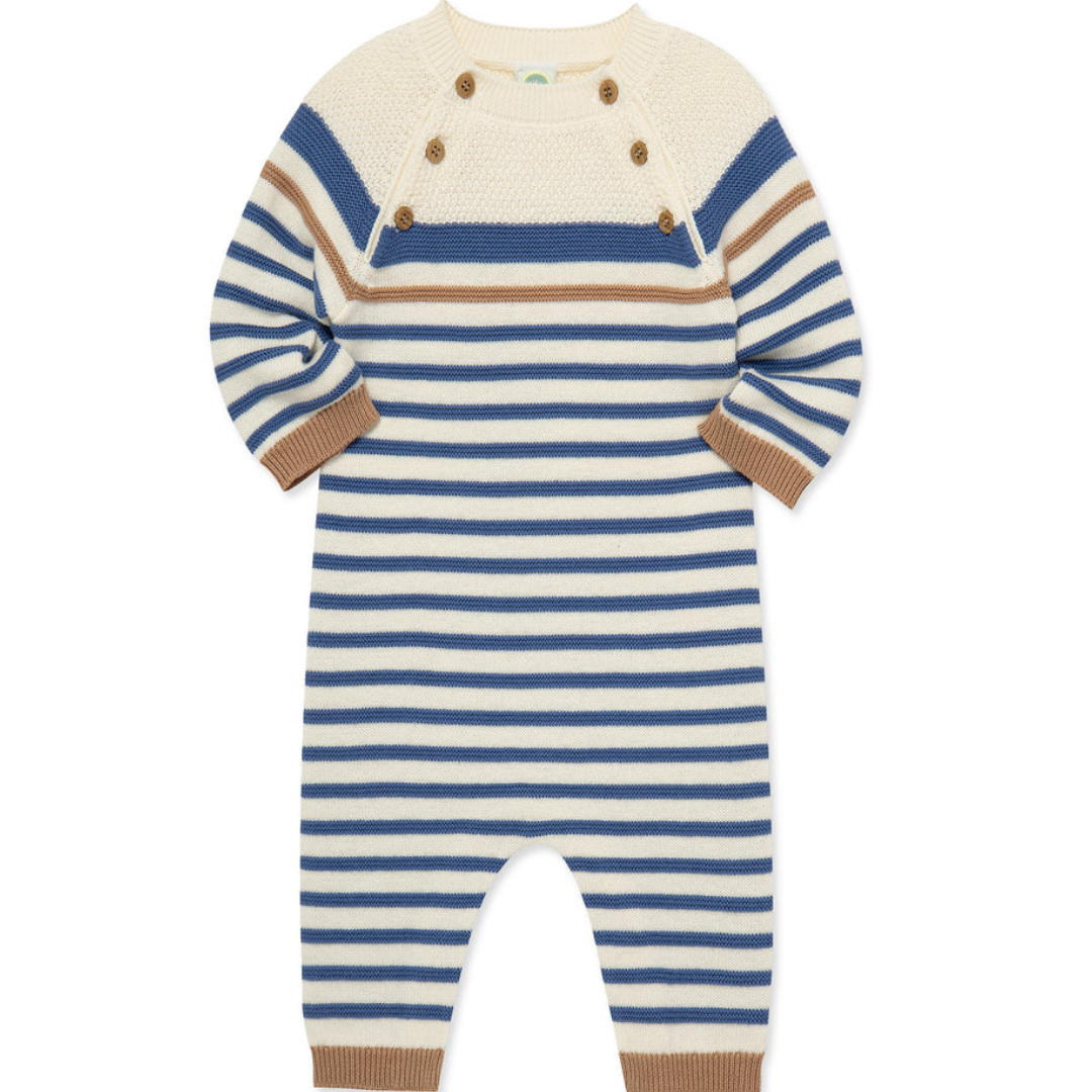 Blue Block Stripe Sweater Coverall