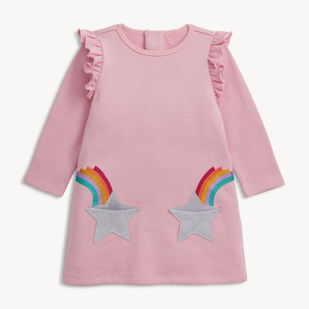 Star Pocket Pink Ruffle Dress