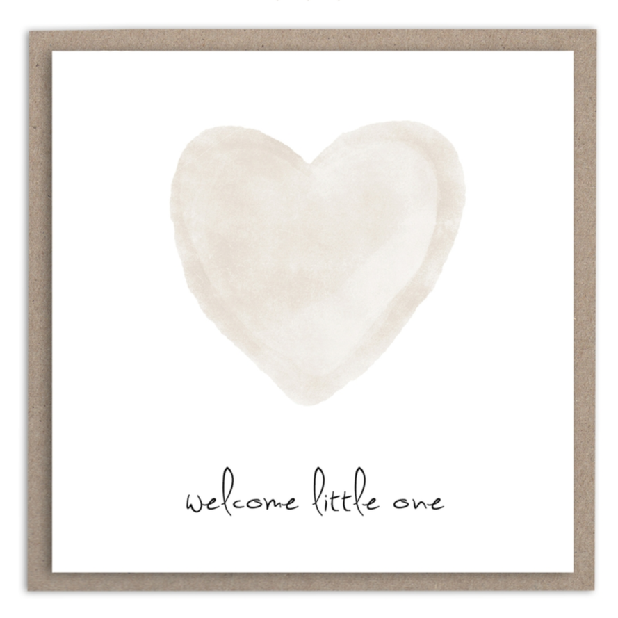 Welcome Little One Neutral Heart Mini Card