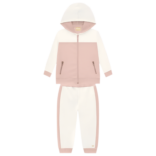 Blush White Velour Track Suit