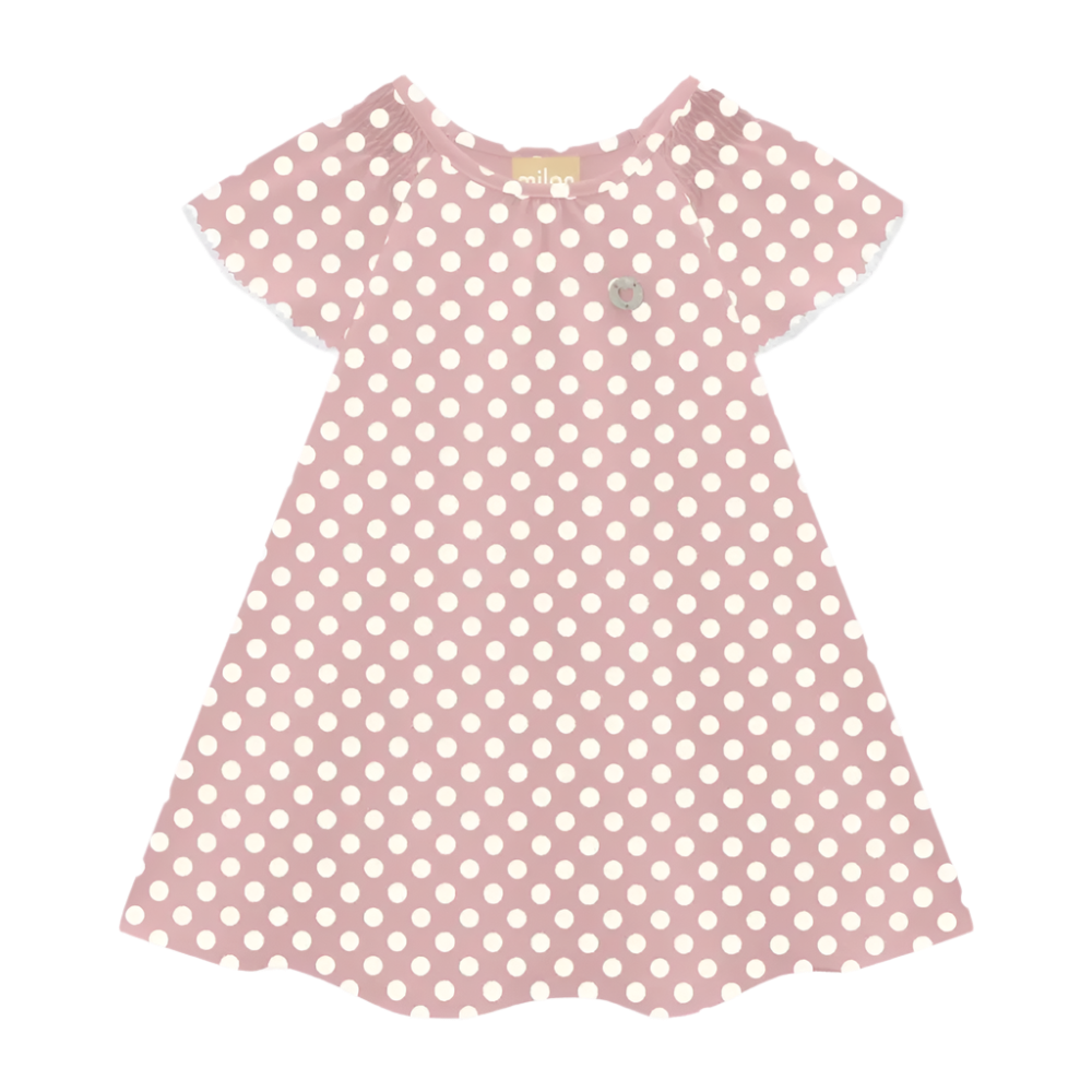 Pink White Polka Dot Flutter Dress