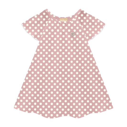 Pink White Polka Dot Flutter Dress