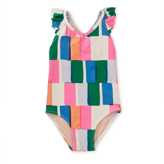 Copacabana Tile Ruffle One-Piece Swimsuit