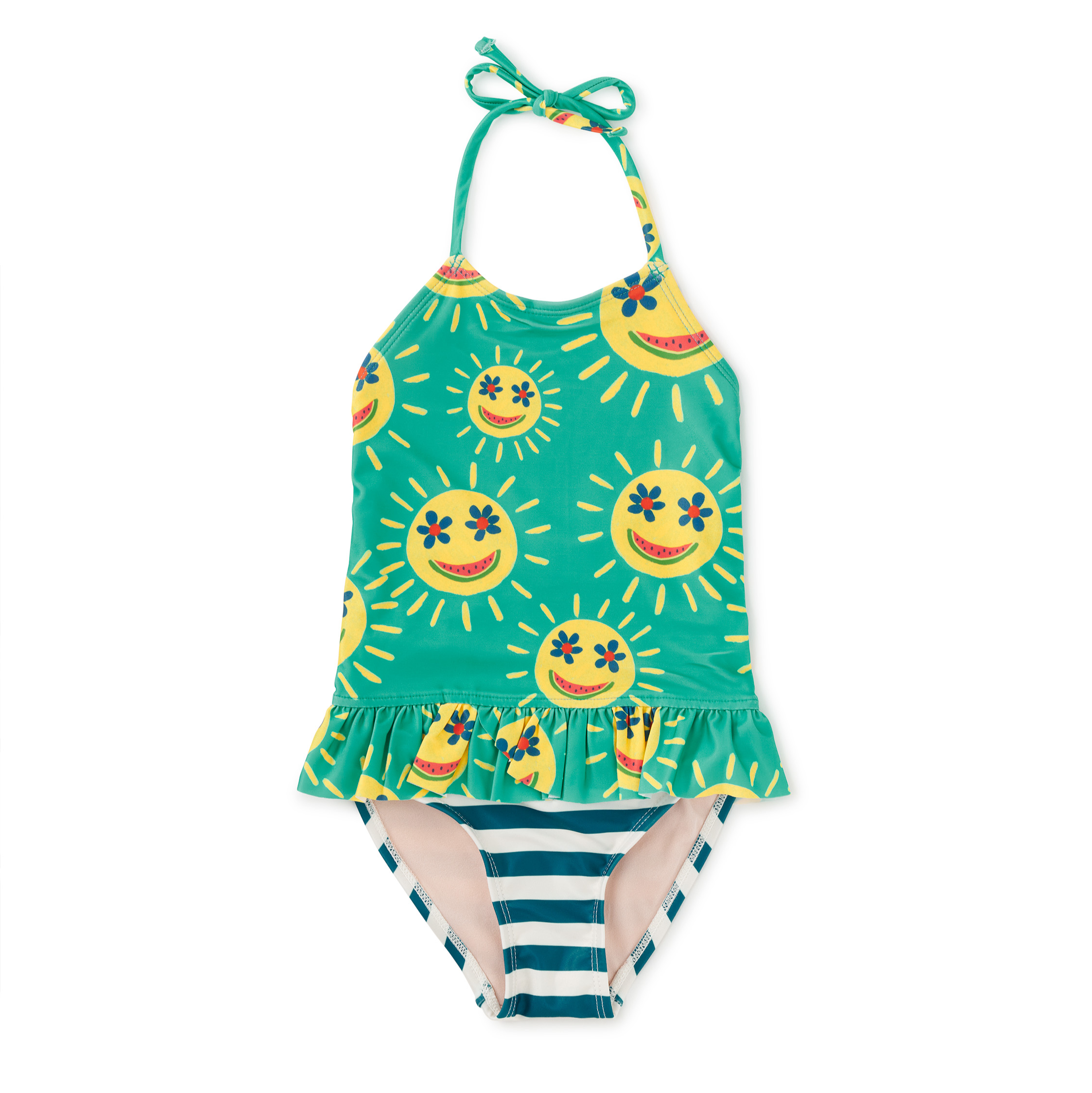 Smiley Sun Peplum One Piece Bathing Suit
