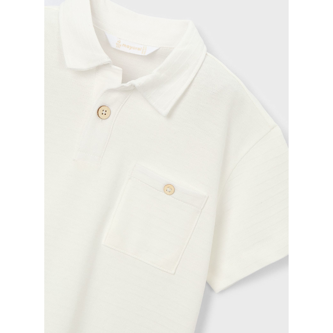 Cream Short Sleeve Boys Polo
