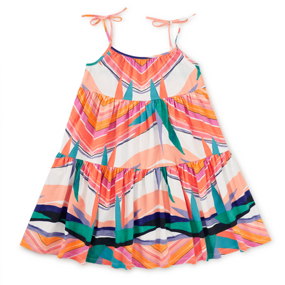 Tie Shoulder Tiered Dress