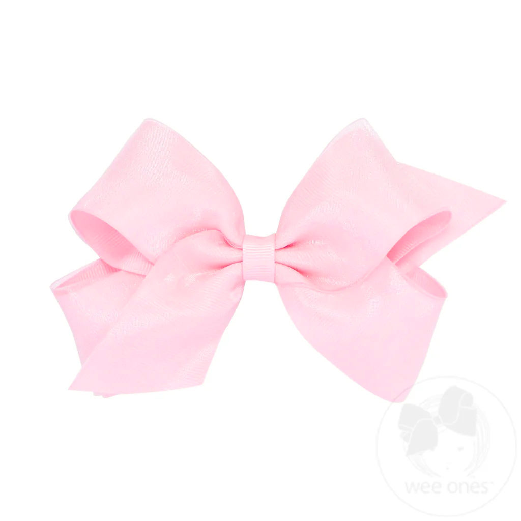 Organza Overly Medium Grosgrain Hair Bows (Pinks)