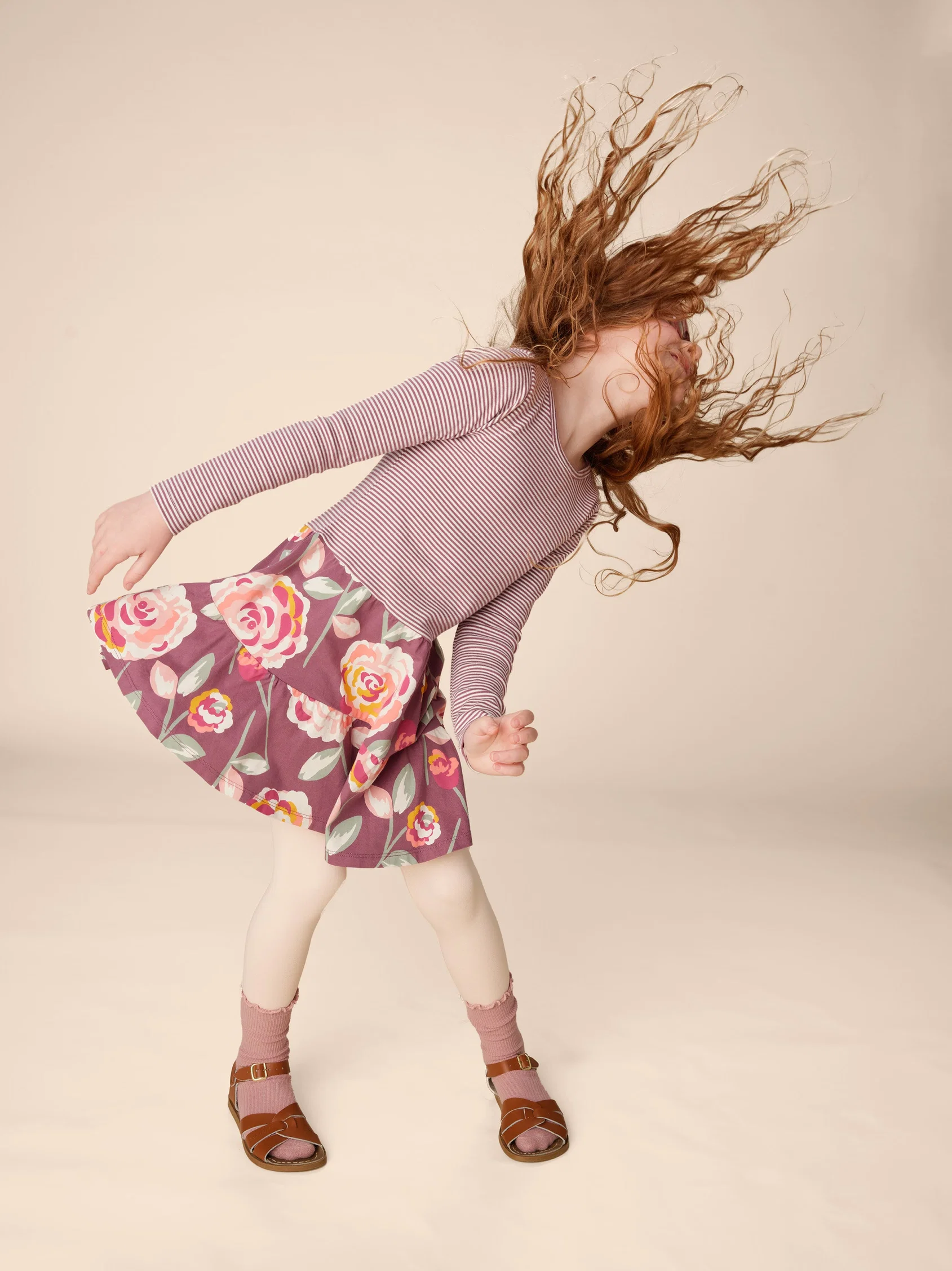 Turkish Rose Tiered Skirted Twirl Dress