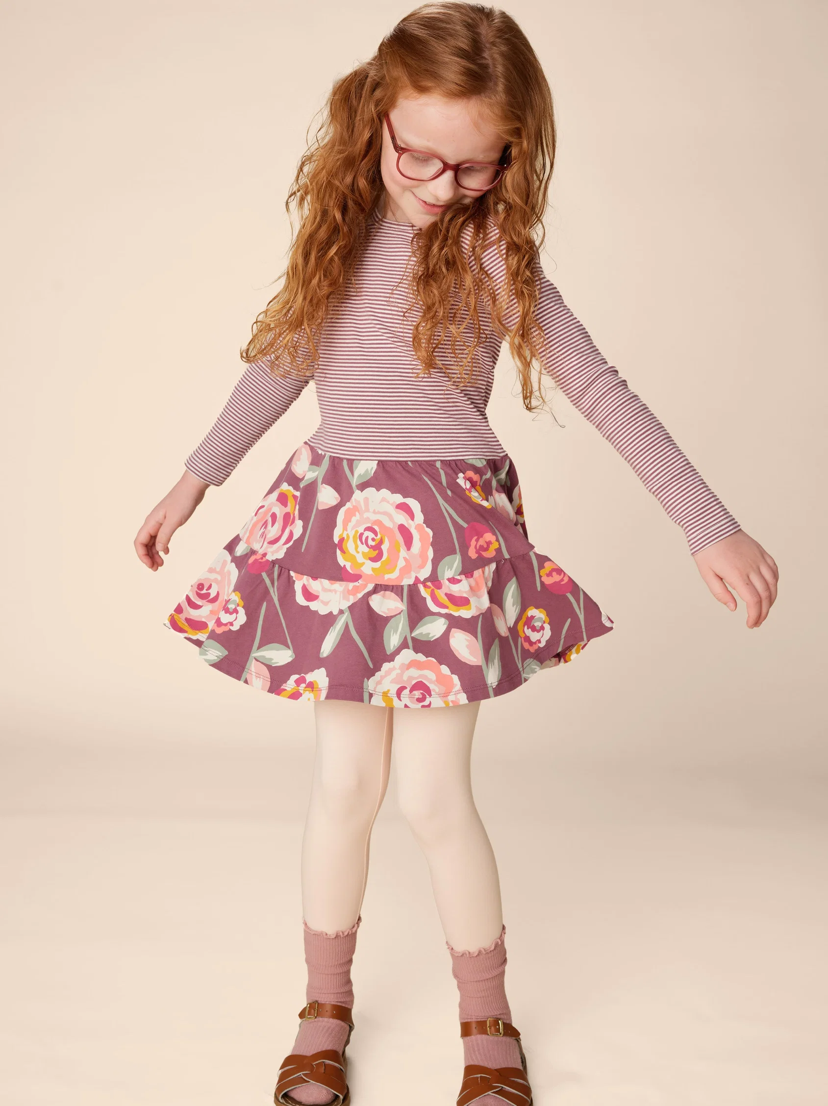 Turkish Rose Tiered Skirted Twirl Dress