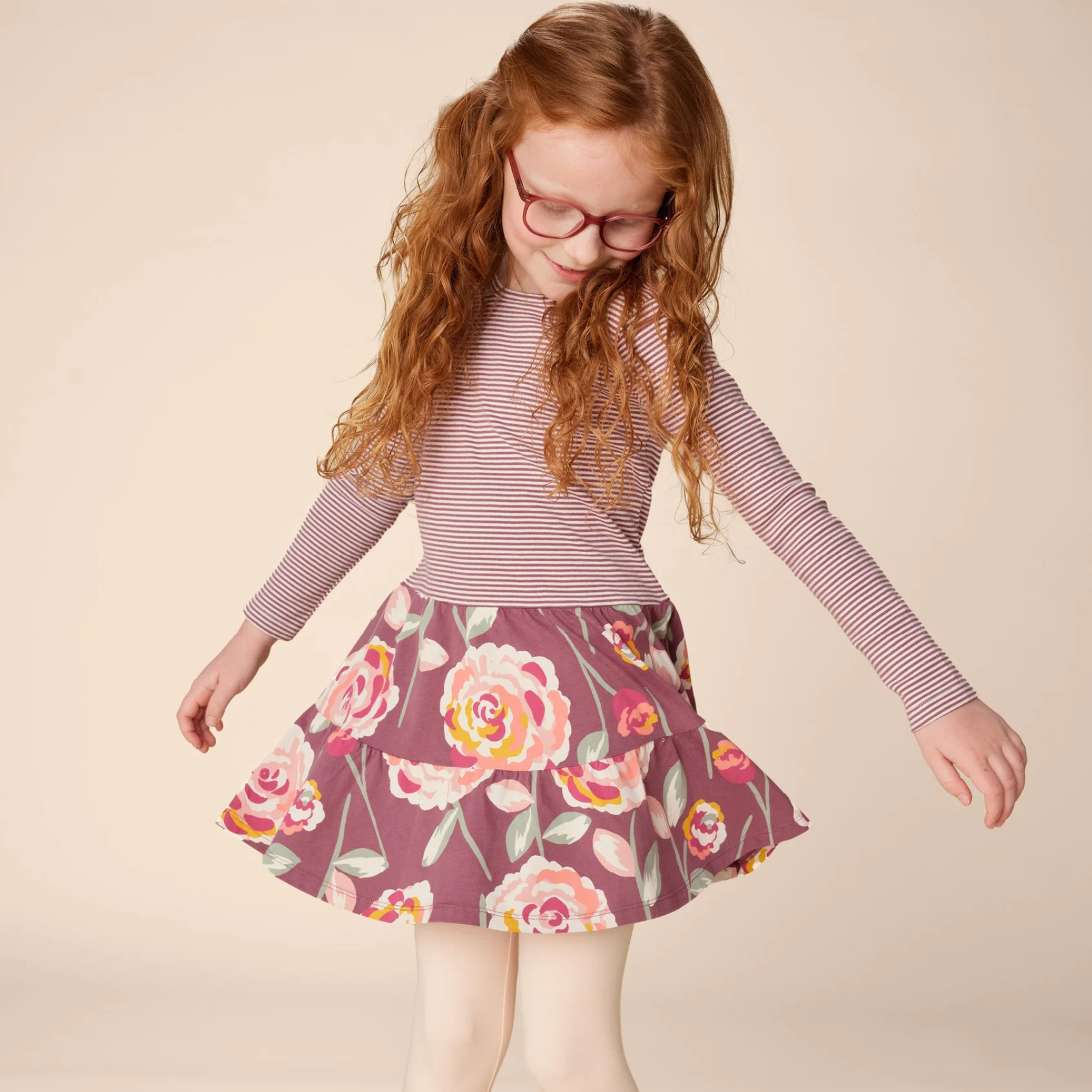 Turkish Rose Tiered Skirted Twirl Dress
