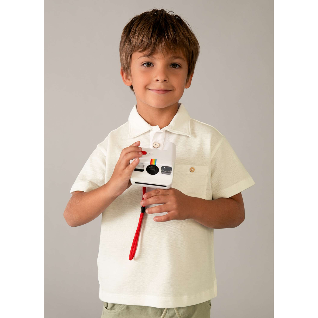 Cream Short Sleeve Boys Polo
