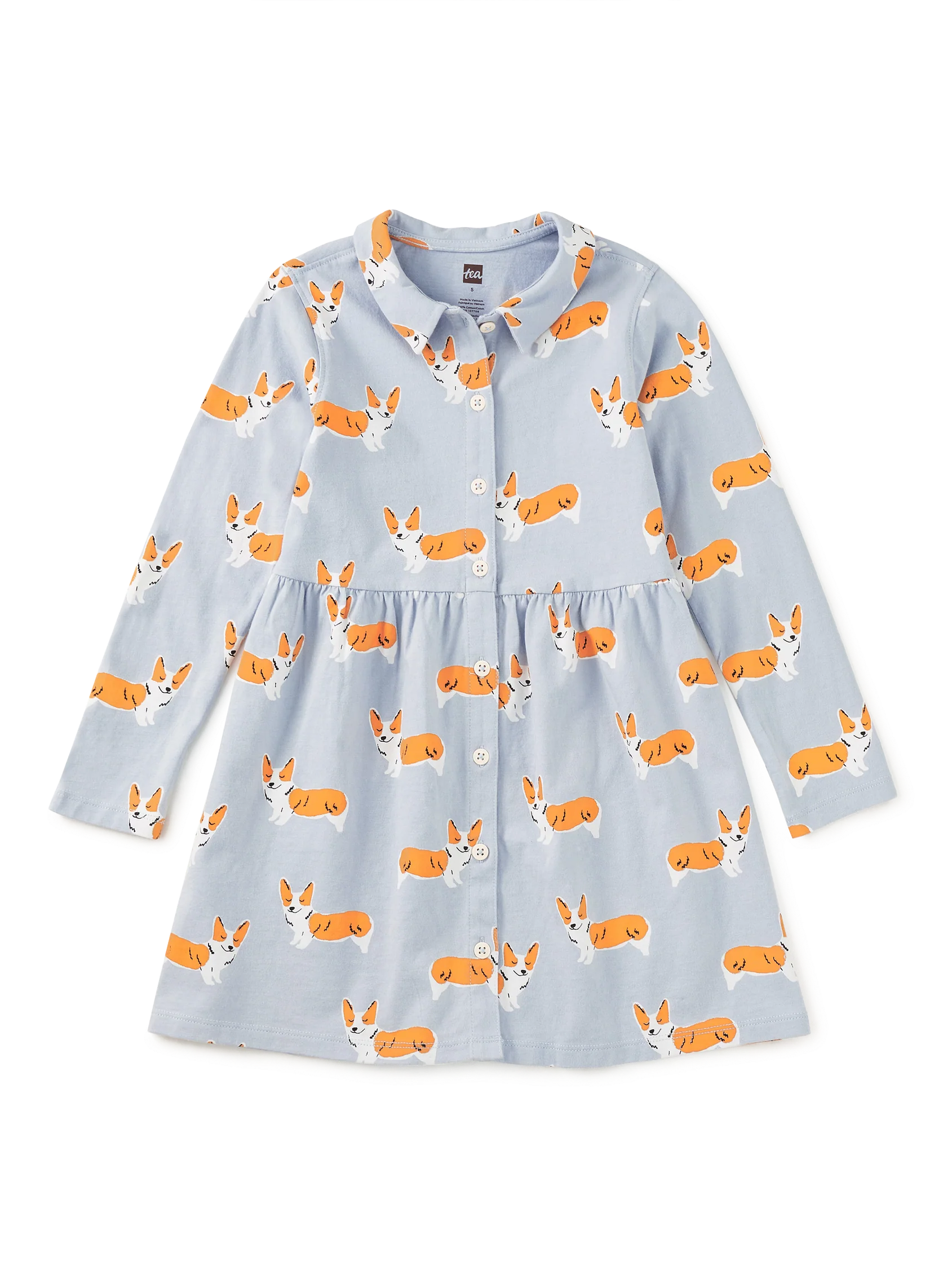 Corgis Collared Shirtdress
