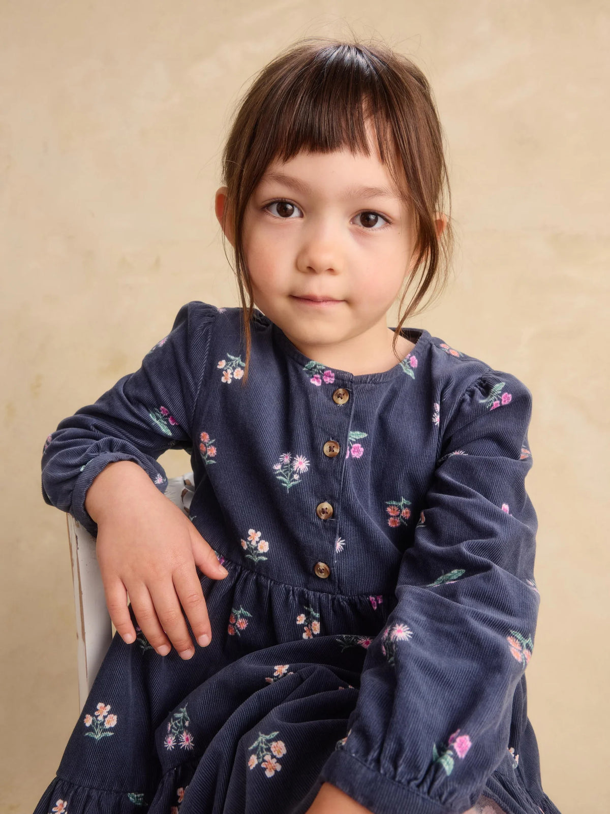 Midnight Posy Corduroy Henley Shirtdress