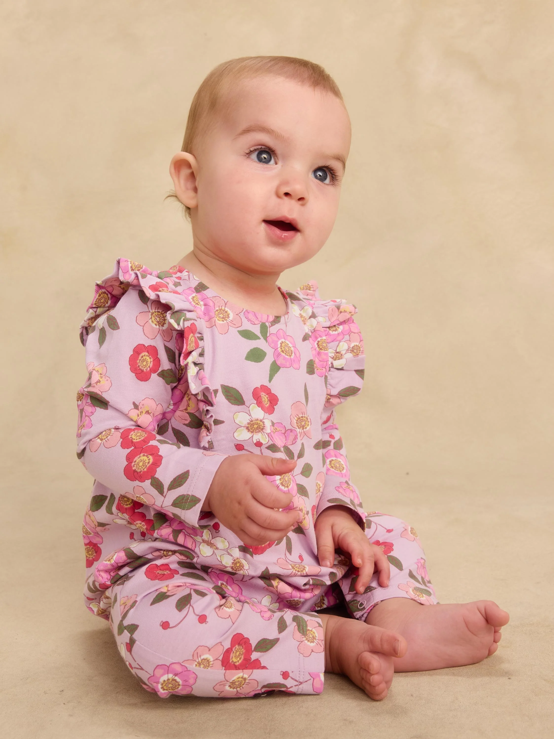 Rosa Canina Ruffle Shoulder Baby Romper