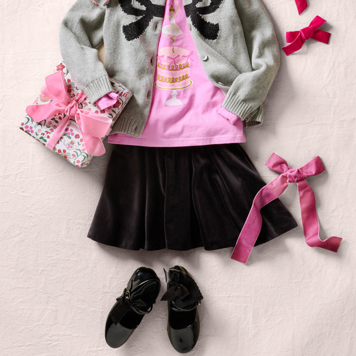Jet Black Velour Twirl Skirt