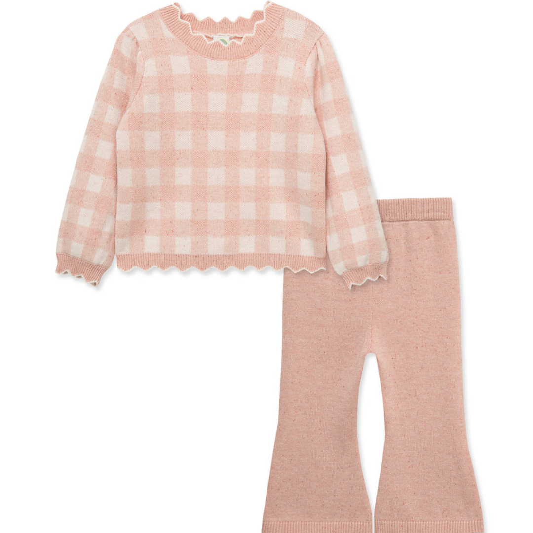 Pink Gingham Sweater Set