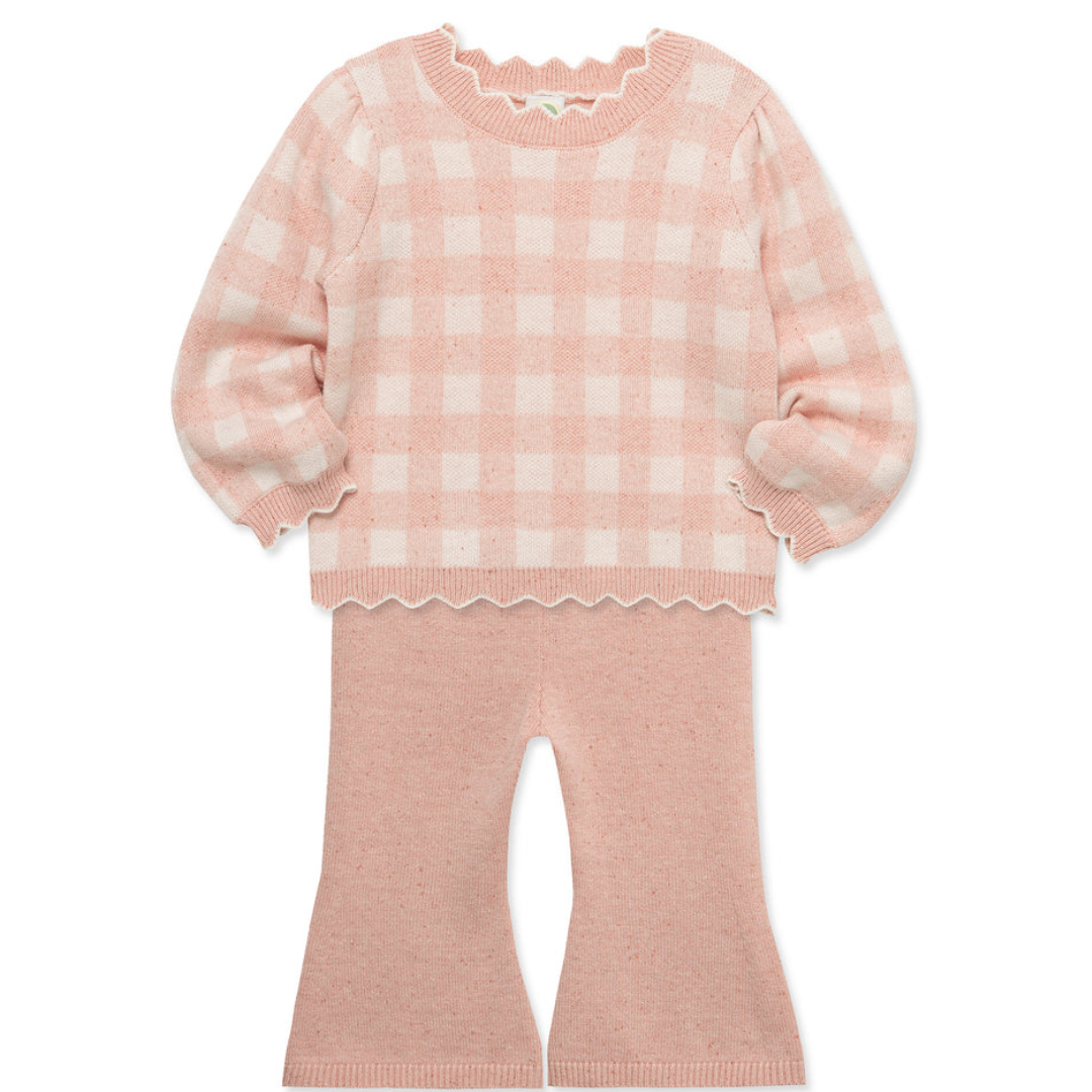 Pink Gingham Sweater Set