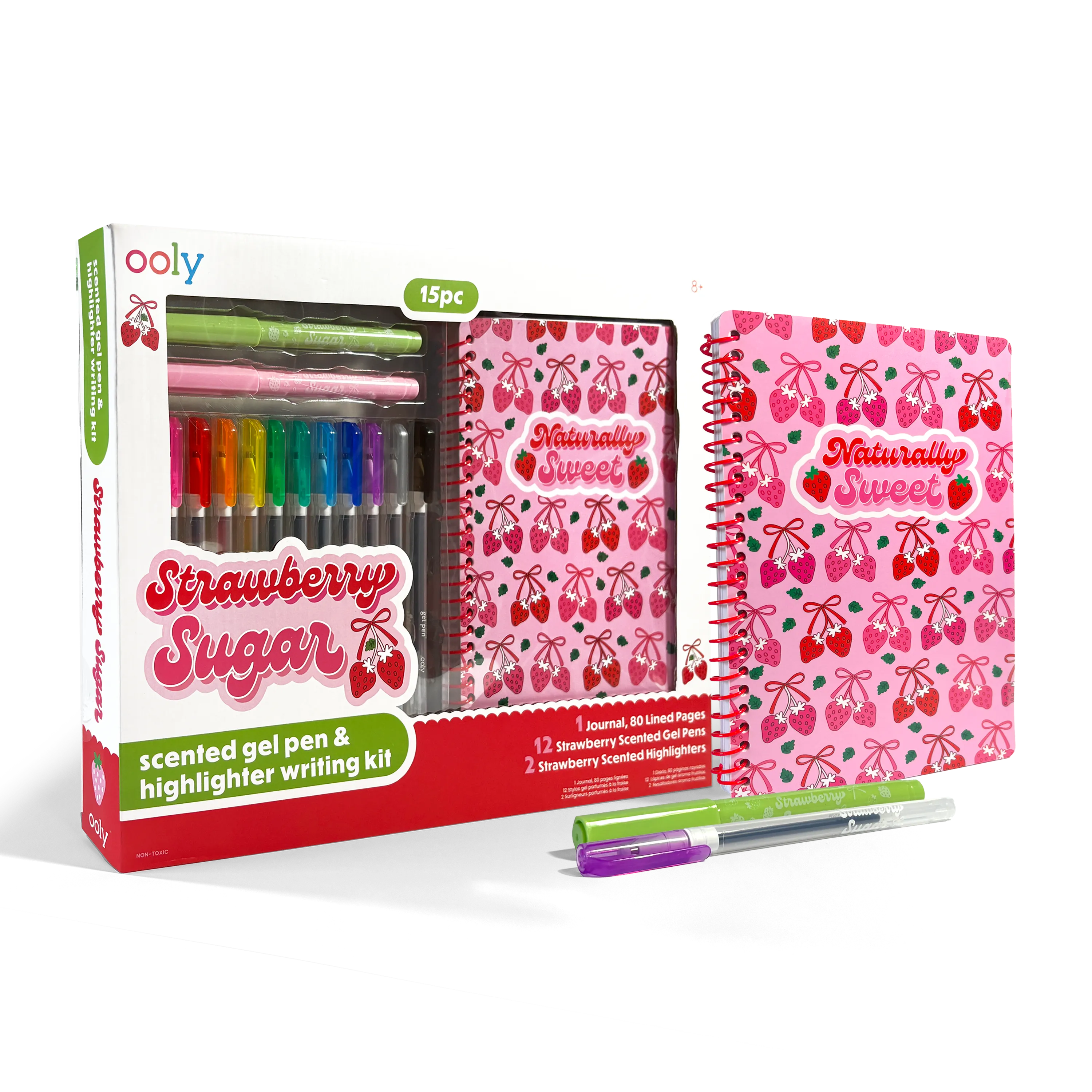 Scented Gel Pens & Notebook Set - Strawberry Sugar Writing Kit | OOLY