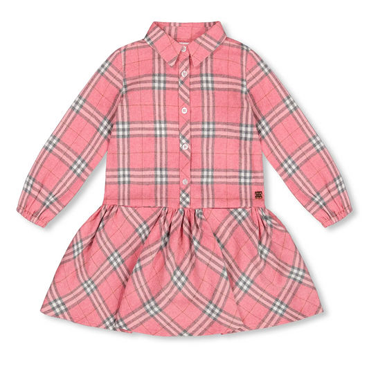 Pink Plaid Shirt Dress