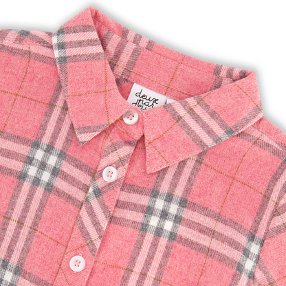 Pink Plaid Shirt Dress