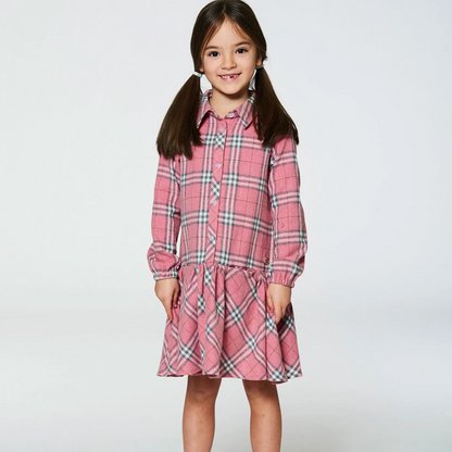 Pink Plaid Shirt Dress