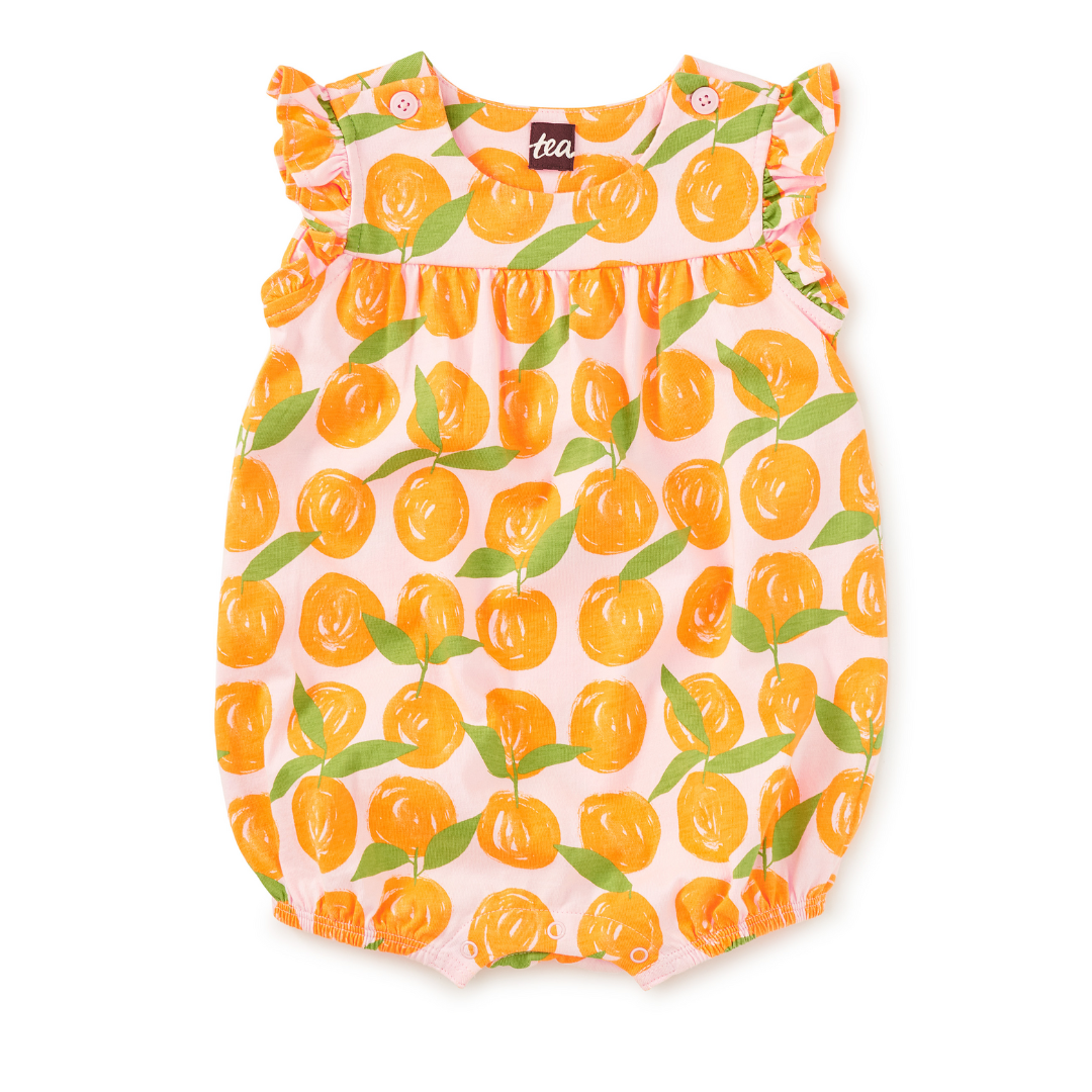 Valencia Orange Flutter Baby Romper