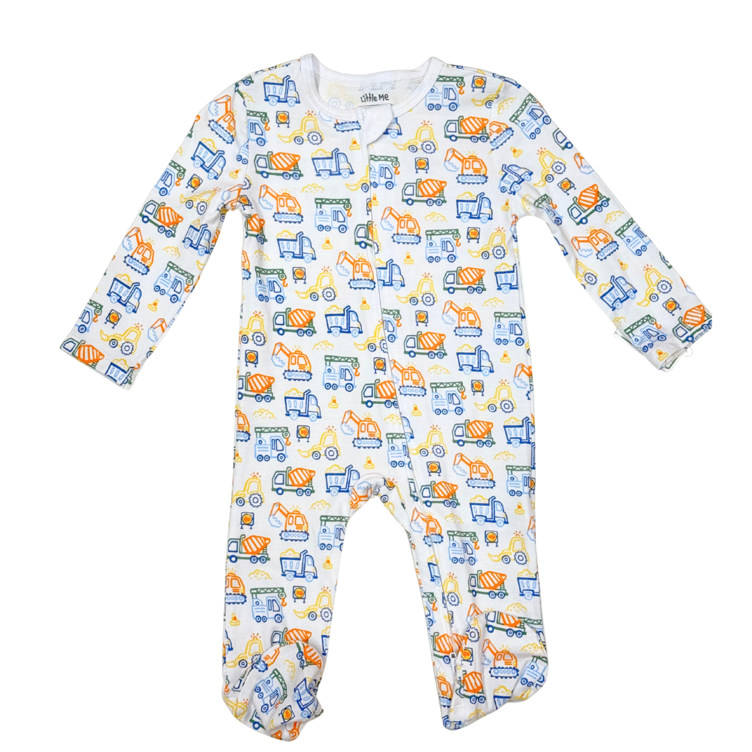 Blue Construction Vehicles Footie