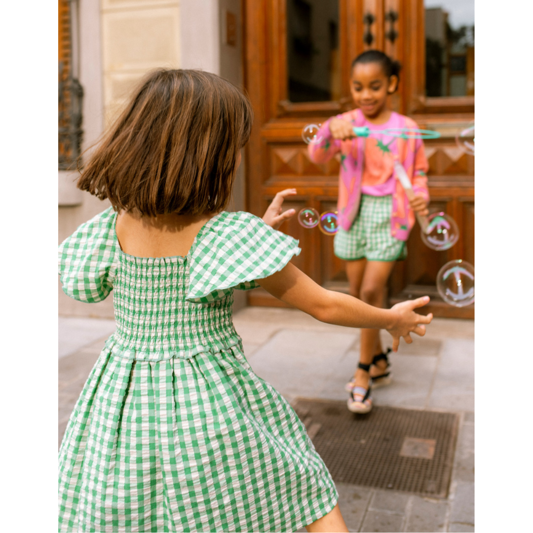 Flutter Sleeve Smocked Dress Garden Party Check