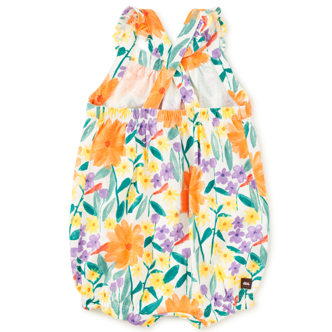 Watercolor Floral Cross Back Baby Romper