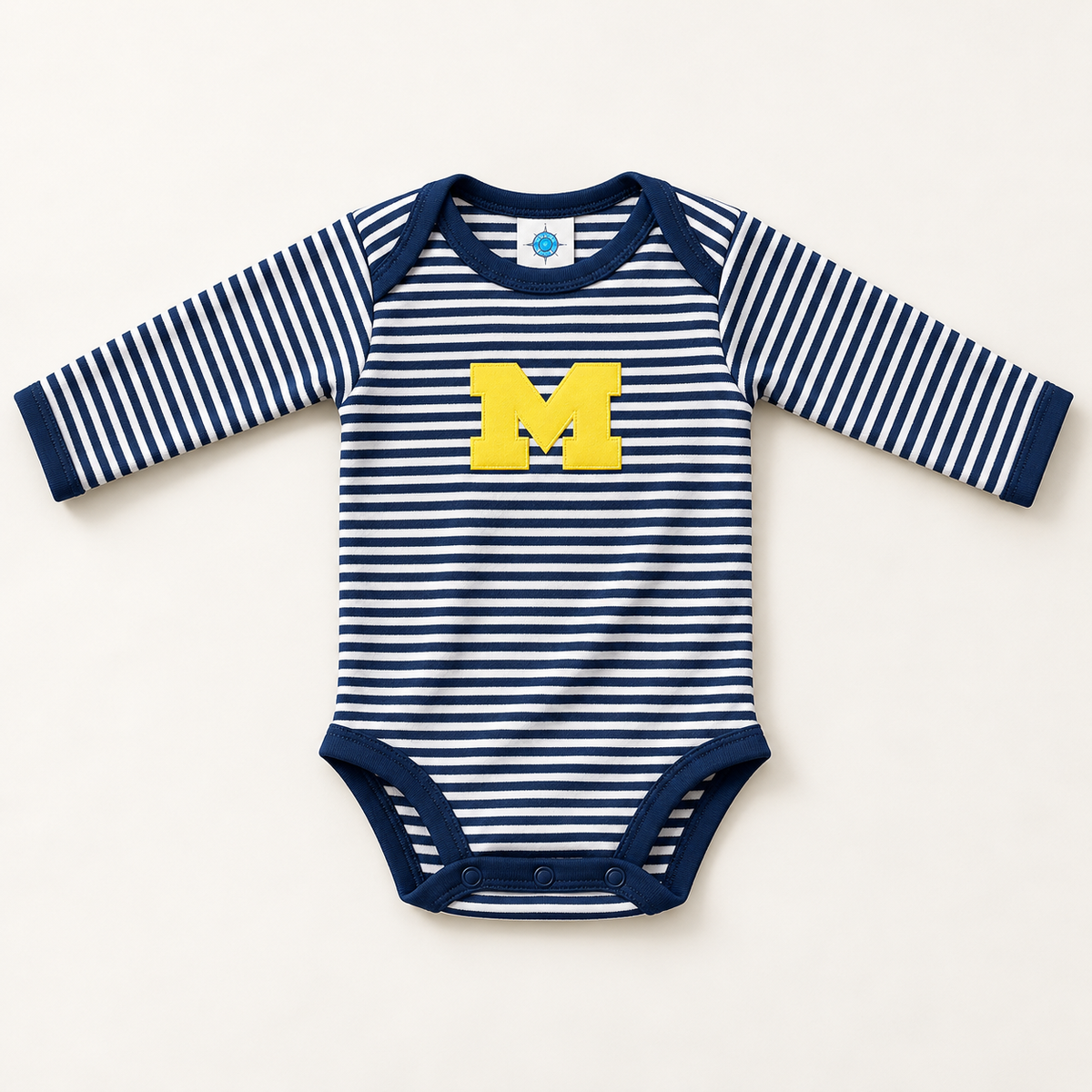 Navy & White Stripe Michigan Long Sleeve Bodysuit