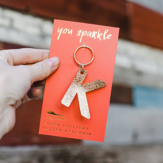 Glitter Letter Keychain - K