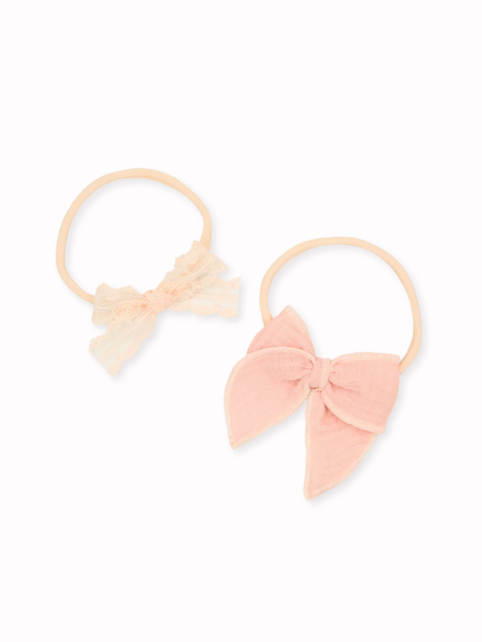 Glinda Lace and Gauze Baby Bow Headband Set