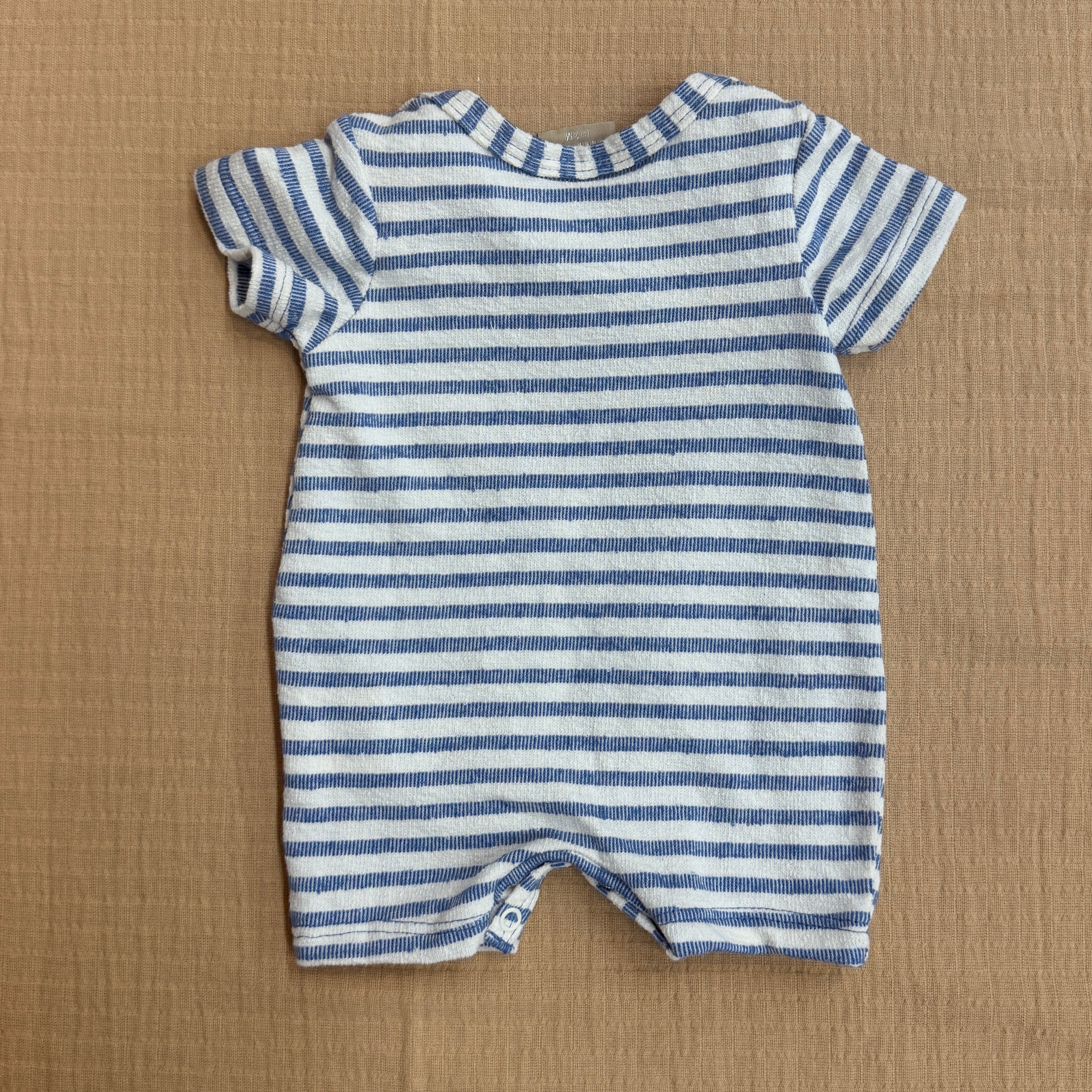 Solemn Blue and White Woven Romper