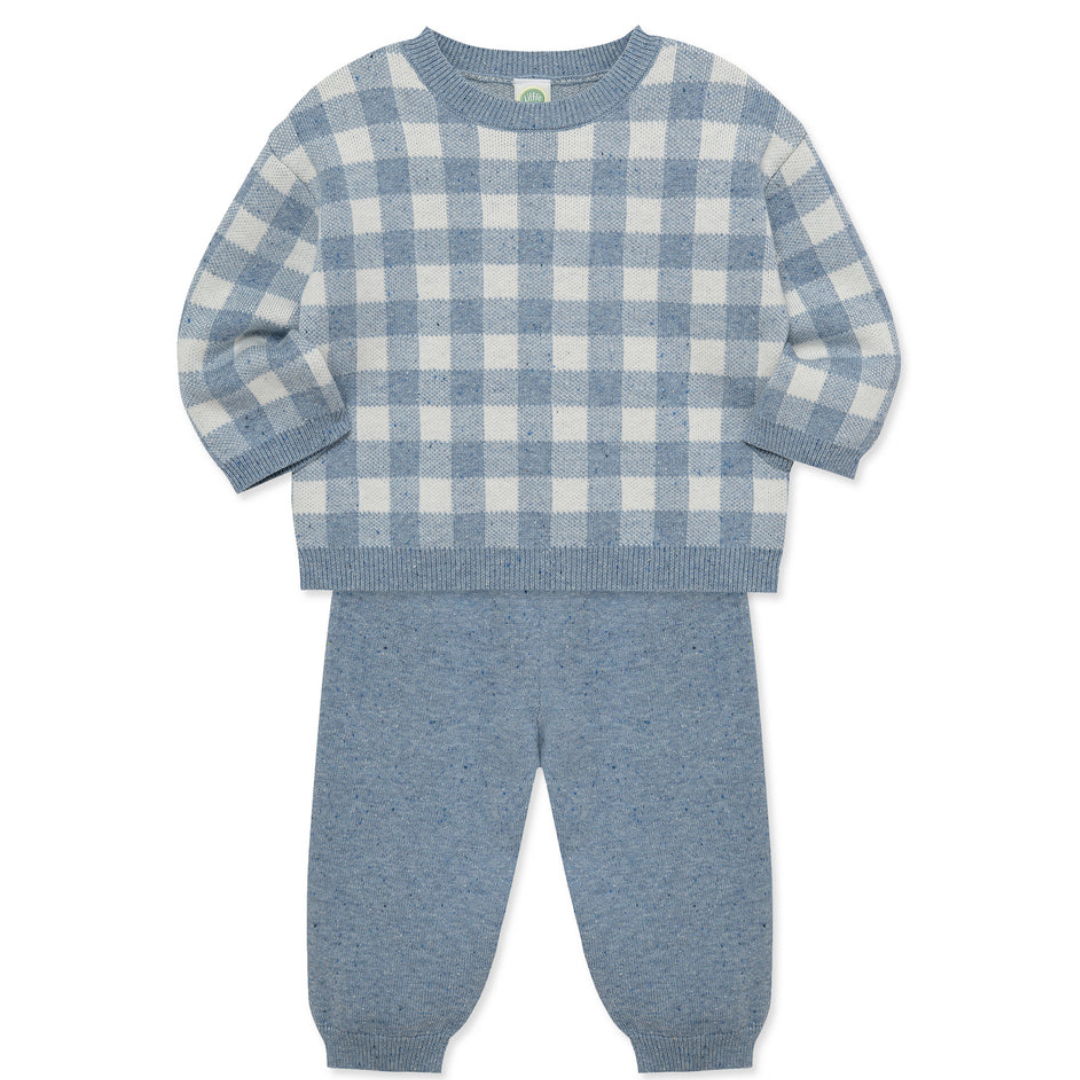 Blue Gingham Sweater Set