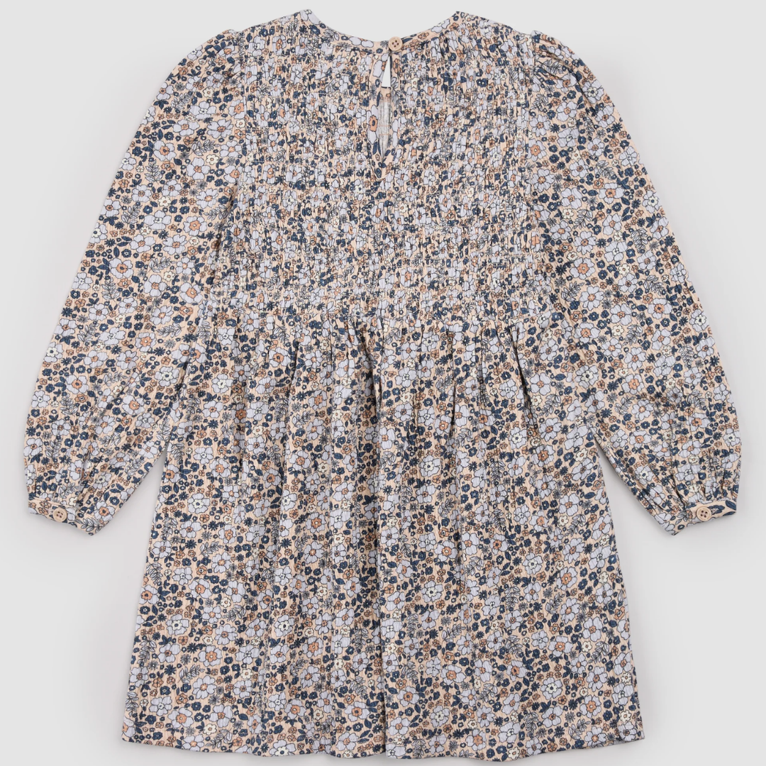 Vintage Flowers Print on Almond Jersey Dress