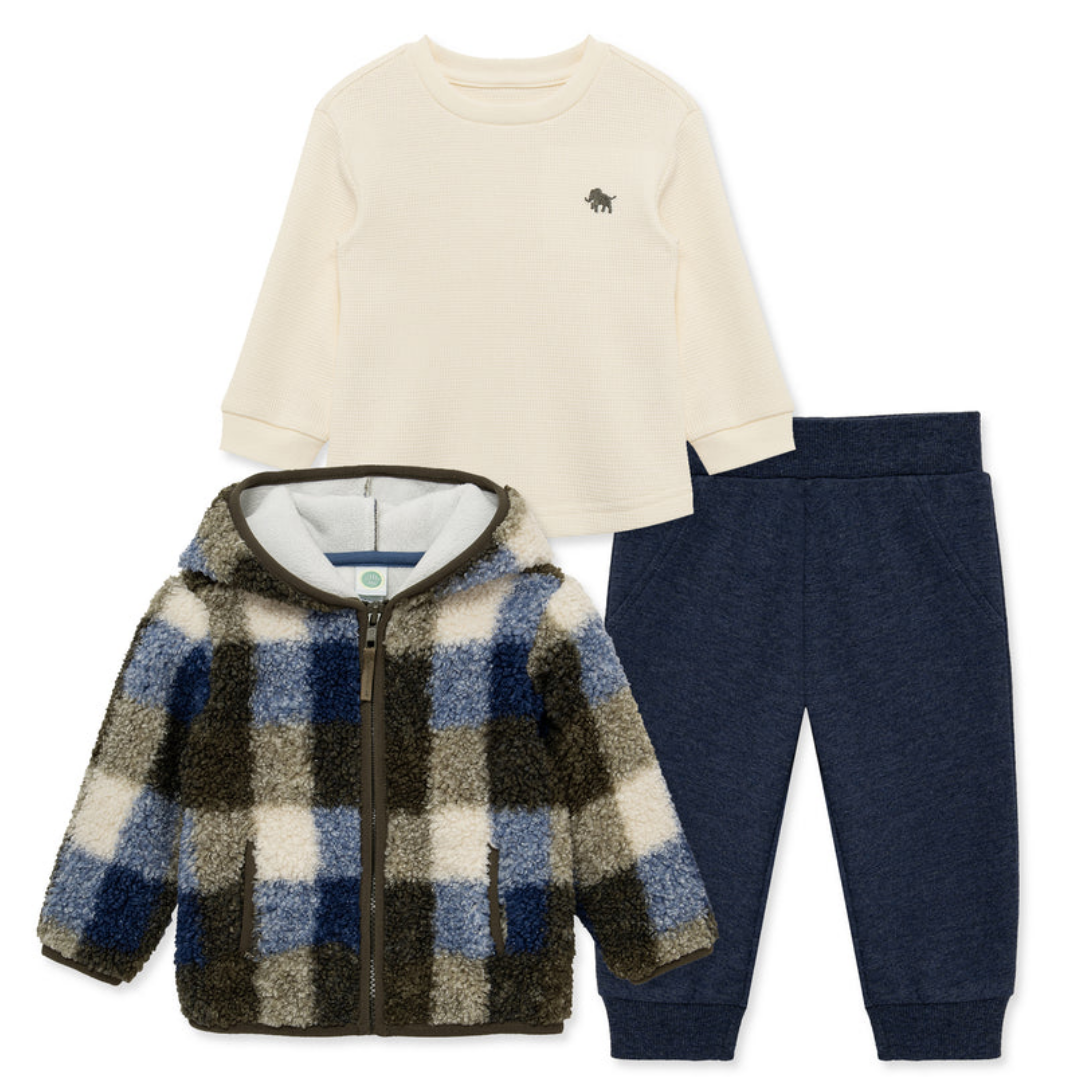 Plaid 3-Piece Sherpa Set