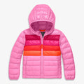 Kids Puffer Jacket In Peony Rainbow Stripe