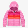 Kids Puffer Jacket In Peony Rainbow Stripe