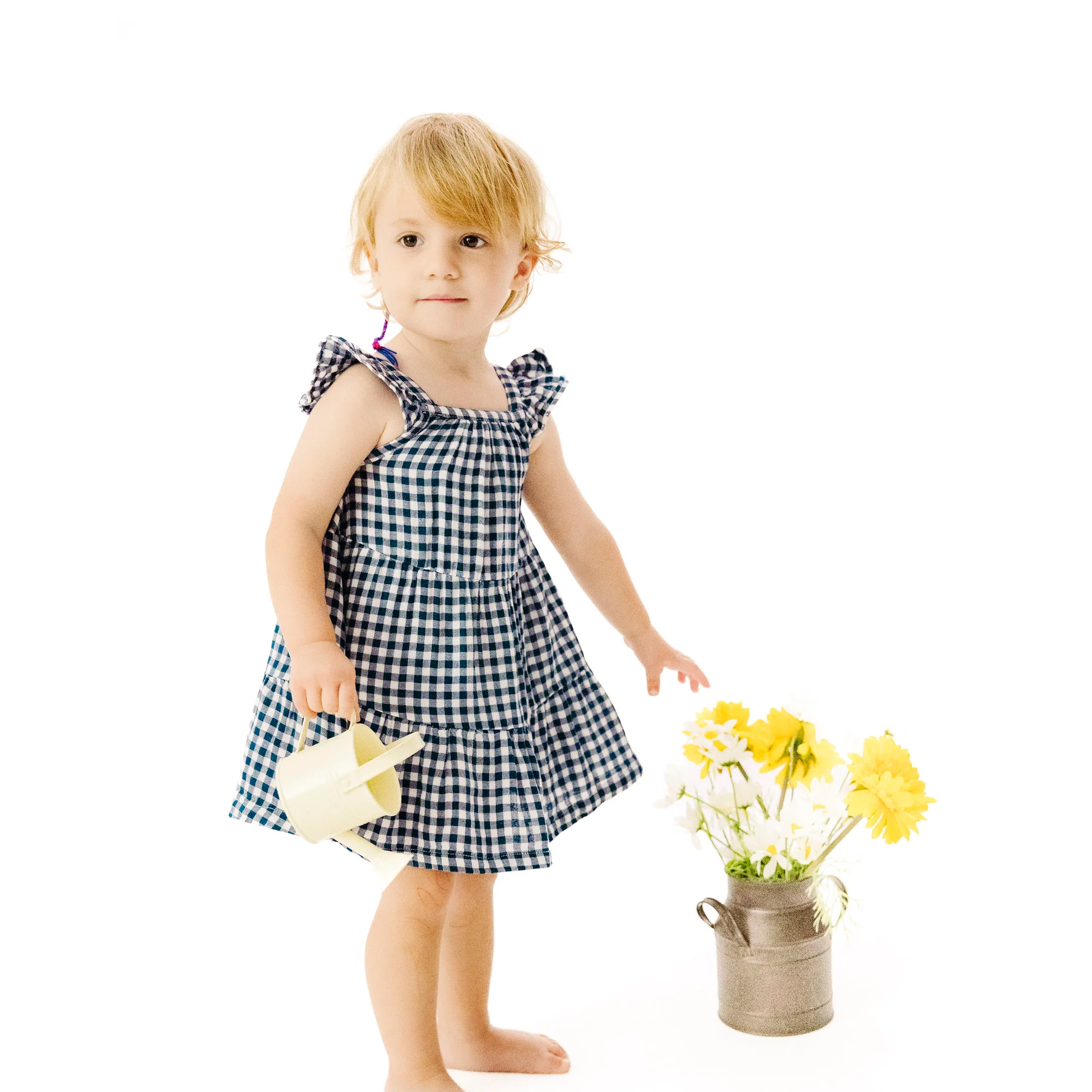 Navy Gingham Twirly Sundress