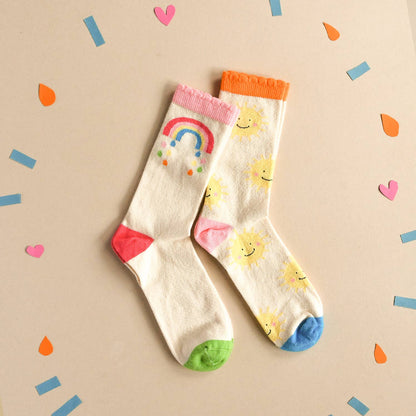 Vintage Rainbow & Sun Sock 2-Pack Set