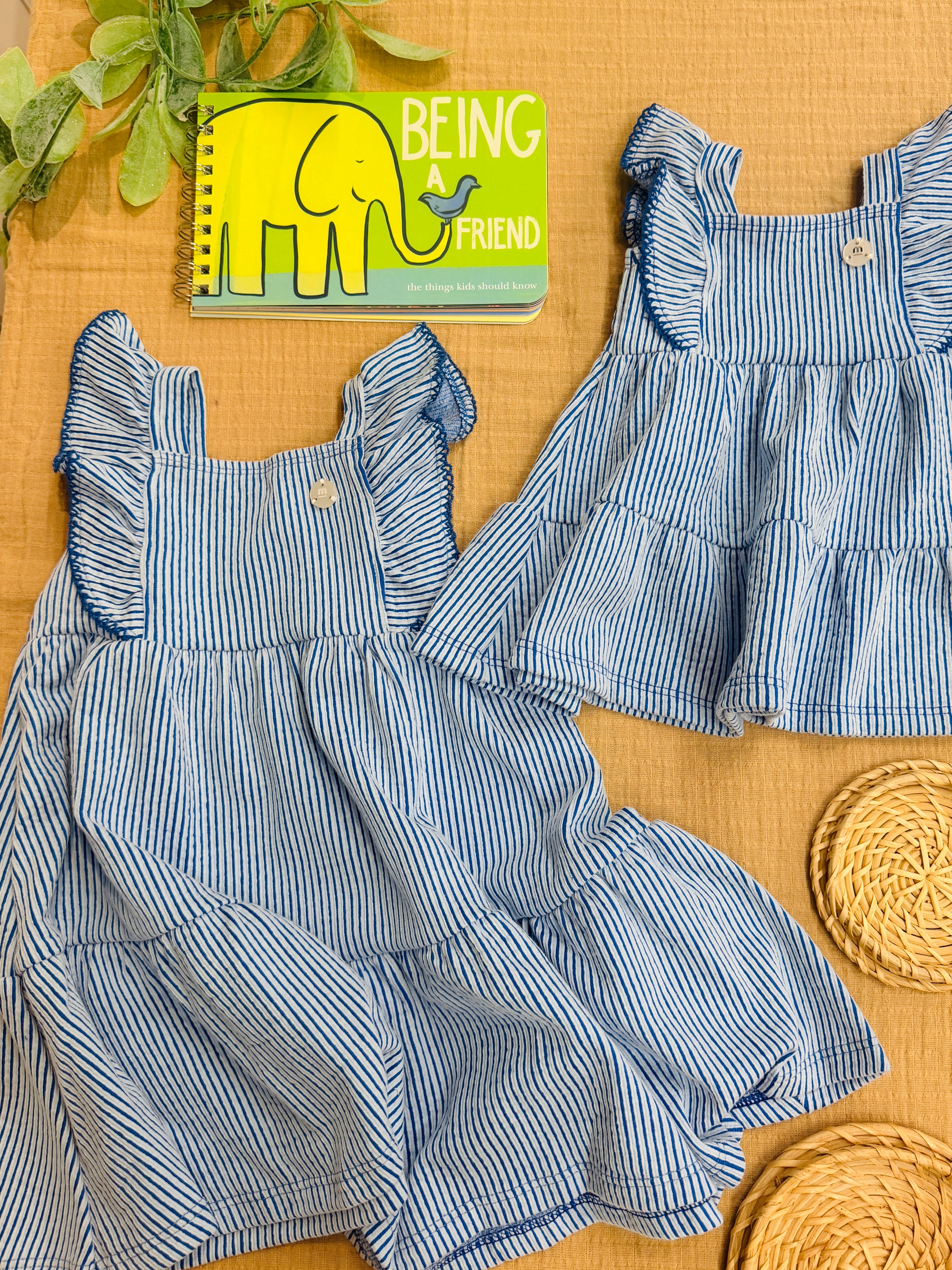 Galactic Blue Flutter Sleeve Dress