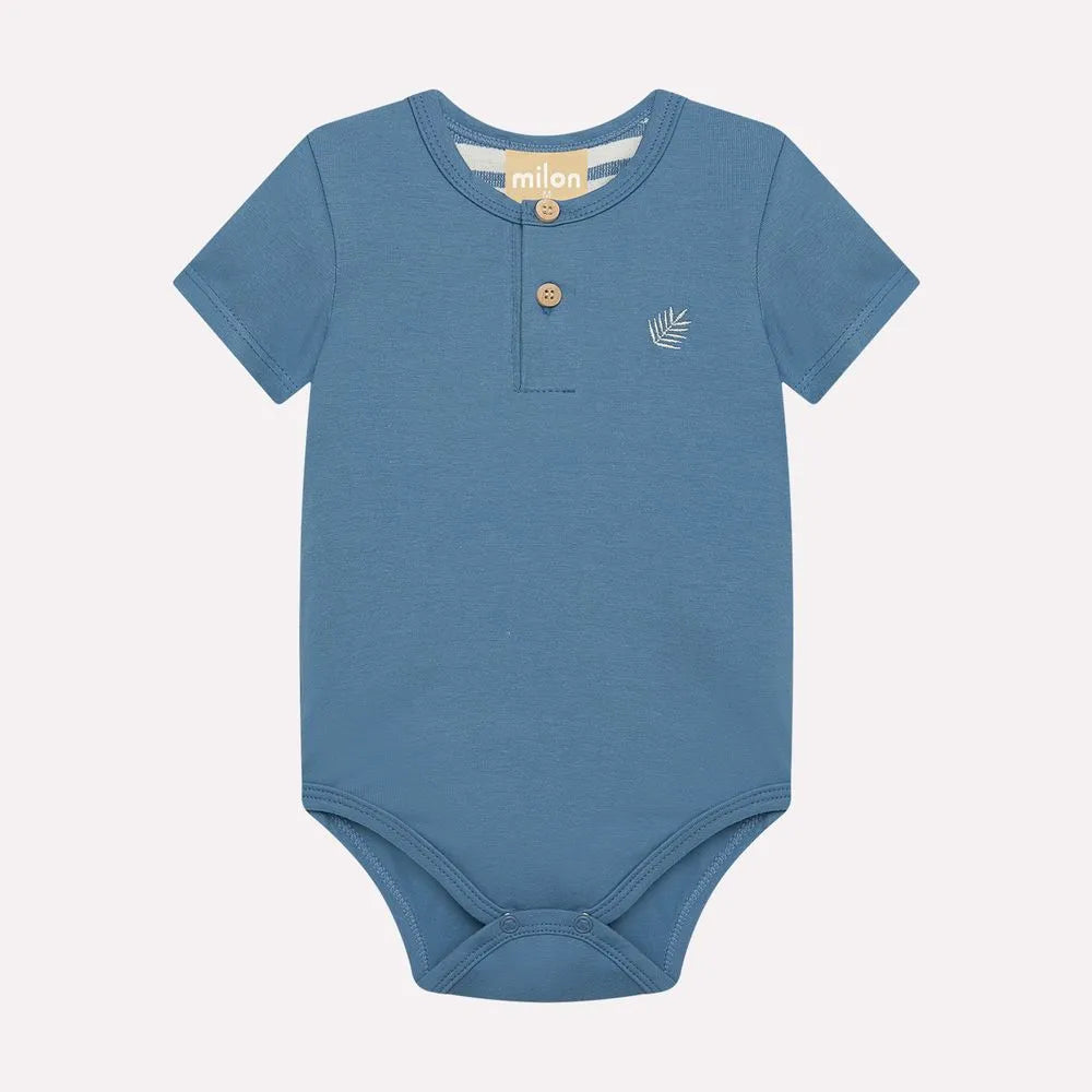 Solemn Blue Button Up Onesie