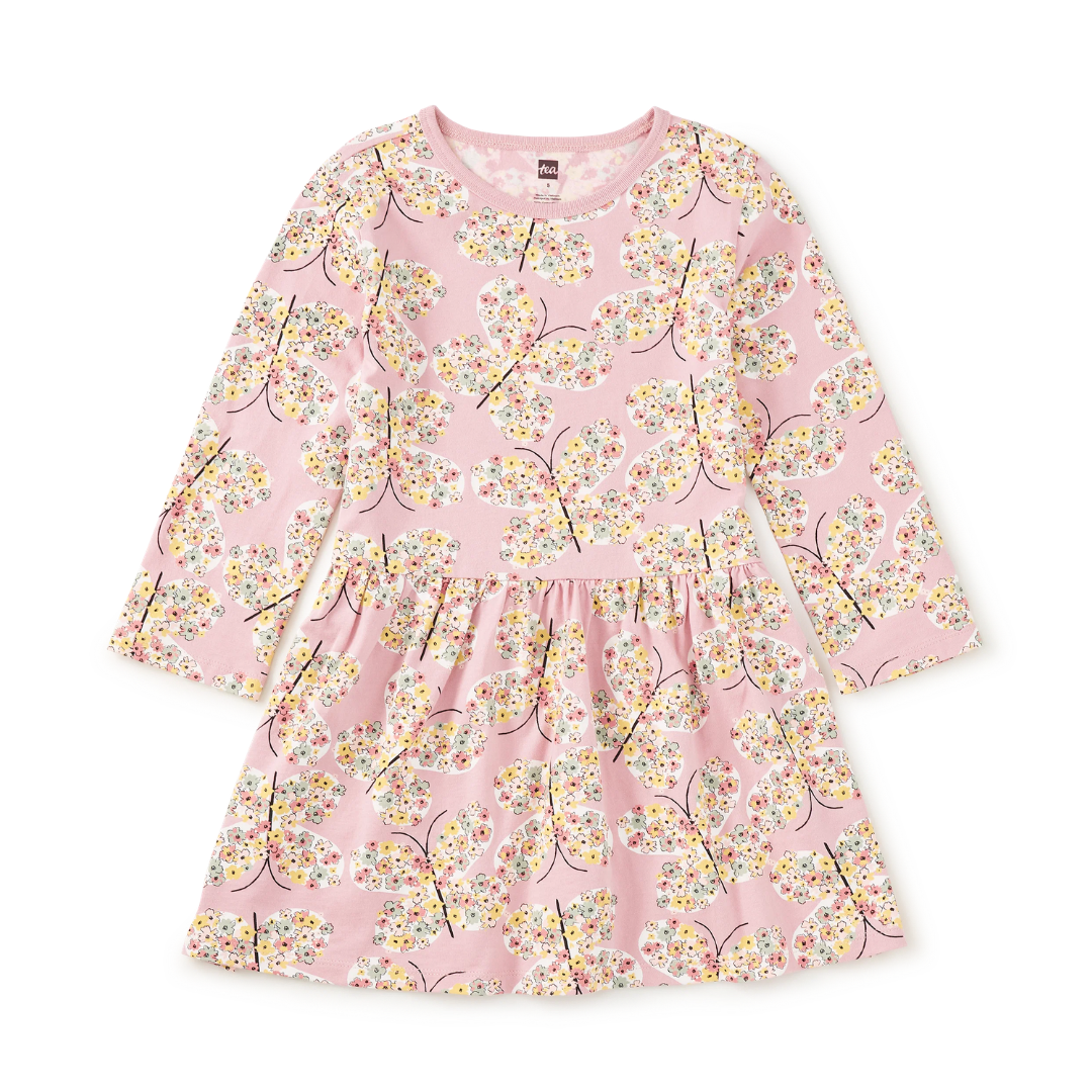 Tea Rose Butterfly Long Sleeve Dress