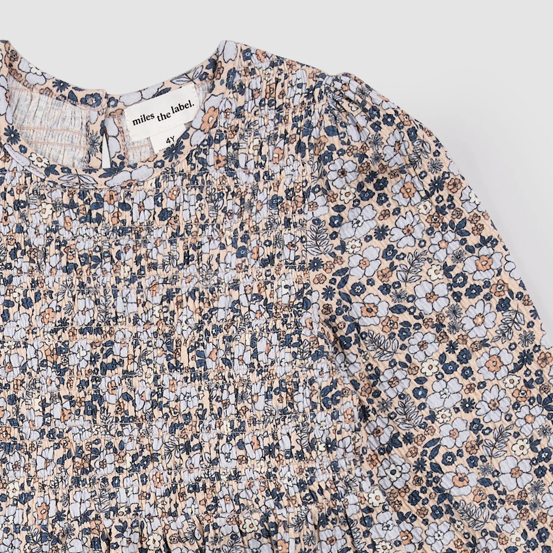 Vintage Flowers Print on Almond Jersey Dress